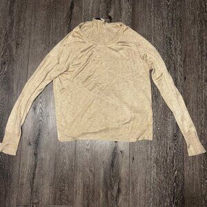 Zara Womens Long Sleeve Beige Shirt Size Small S 100% cotton Very Soft Cozy NWOT